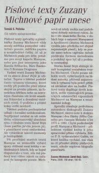 Písňové texty Zuzany Michnové papír unese